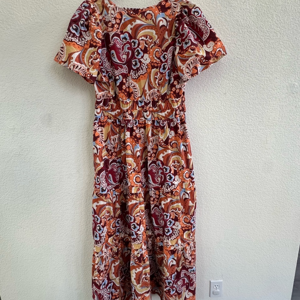 ANTHROPOLOGIE cotton, short sleeve mid length dress size large - Picture 7 of 12